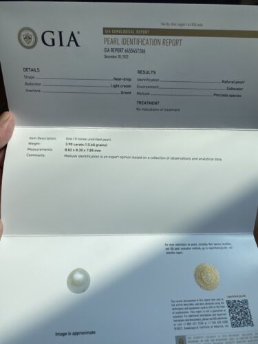 A Superb 3.90ct Natural Pearl & Diamond Platinum Ring GIA Certificate