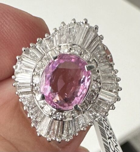 Superb 2.17ct Pink Sapphire & Diamond Ring