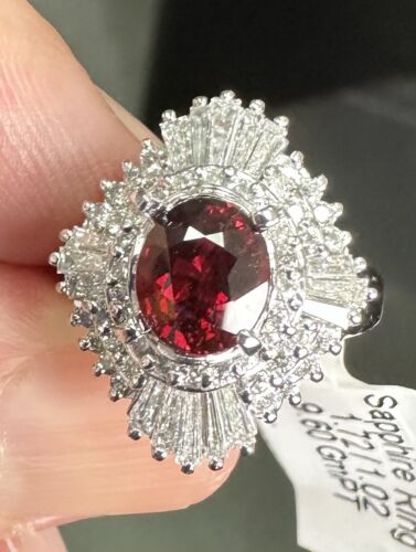 Stunning Unheated No Heat 1.71ct Pigeon’s Blood Ruby Ring AIGS Cert