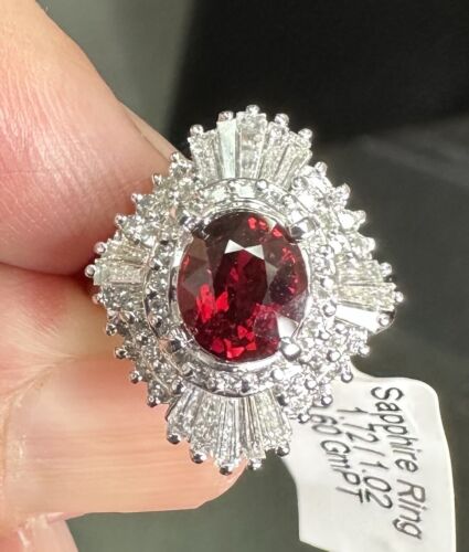 Stunning Unheated No Heat 1.71ct Pigeon’s Blood Ruby Ring AIGS Cert