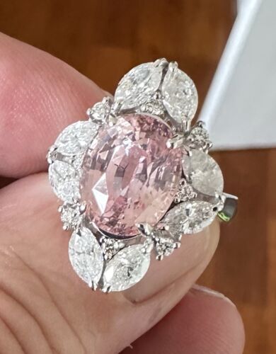 A Magnificent No Heat Unheated 5.83ct Sri Lanka Pink Sapphire & Diamon