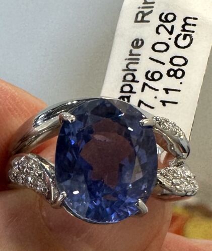 Wonderful Value 7.76ct Blue Sapphire & Diamond Ring