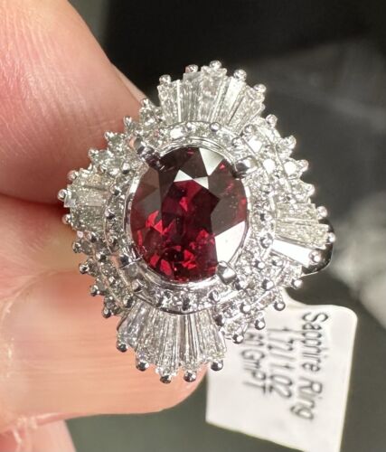 Stunning Unheated No Heat 1.71ct Pigeon’s Blood Ruby Ring AIGS Cert