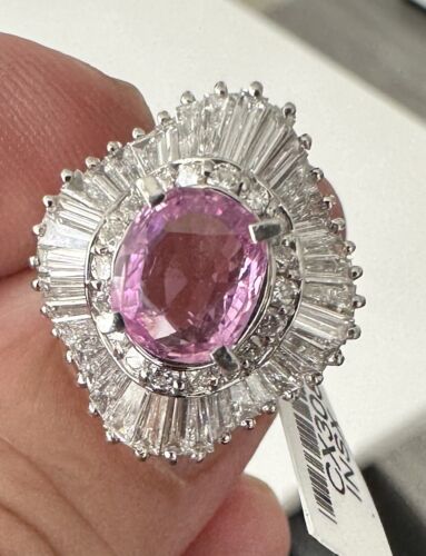 Superb 2.17ct Pink Sapphire & Diamond Ring