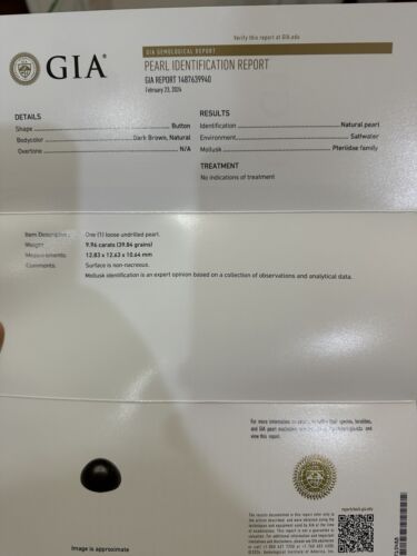 An Astonishing & Utterly Unique 9.96ct Natural Pearl GIA Certificate