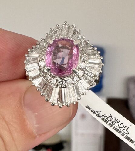 Superb 2.17ct Pink Sapphire & Diamond Ring