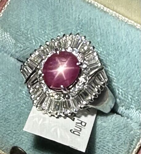 An Exquisite 3.92ct Burma Star Ruby & Diamond Platinum Ring
