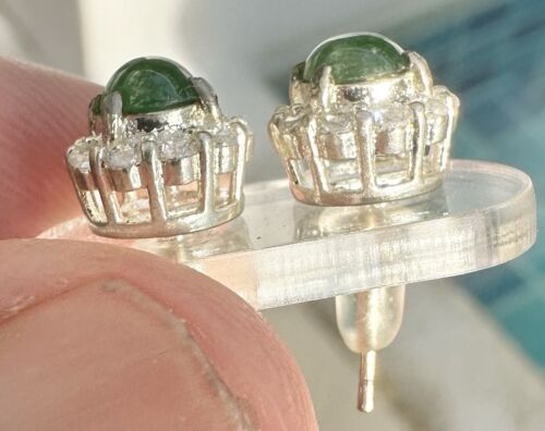 Very Pretty Green Grade A Burma Jade Cabochon Pair