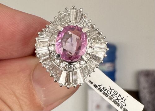 Superb 2.17ct Pink Sapphire & Diamond Ring