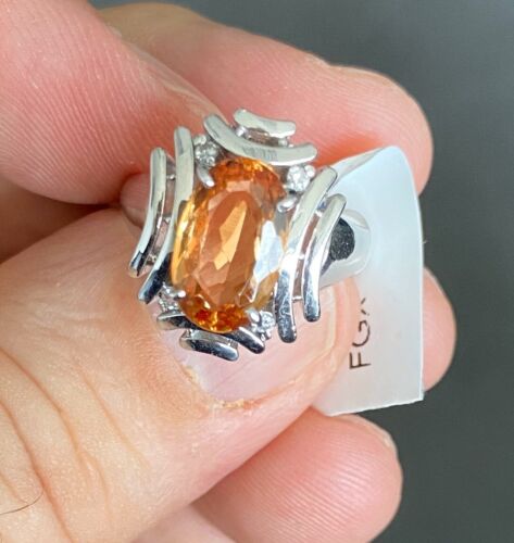 Magnificent Estate 3.03ct Brazilian Imperial Topaz Platinum & Dia Ring