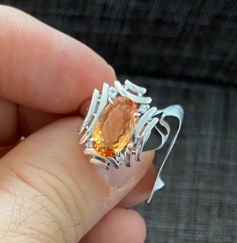 Magnificent Estate 3.03ct Brazilian Imperial Topaz Platinum & Dia Ring