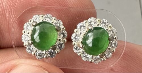 Very Pretty Green Grade A Burma Jade Cabochon Pair