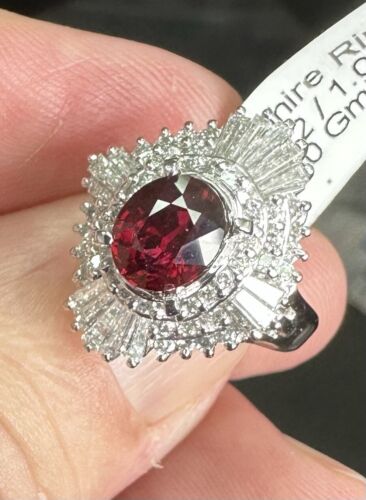 Stunning Unheated No Heat 1.71ct Pigeon’s Blood Ruby Ring AIGS Cert