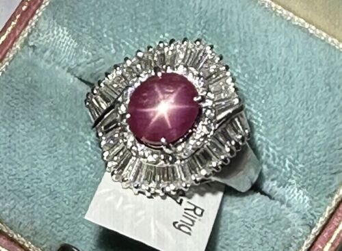 An Exquisite 3.92ct Burma Star Ruby & Diamond Platinum Ring