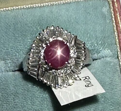 An Exquisite 3.92ct Burma Star Ruby & Diamond Platinum Ring