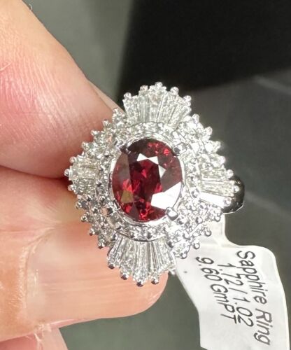 Stunning Unheated No Heat 1.71ct Pigeon’s Blood Ruby Ring AIGS Cert