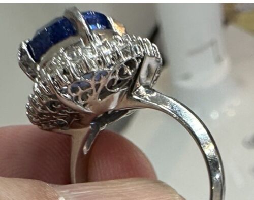 Superb Unheated No Heat 5.73ct Blue Sapphire Ring Lotus Cert