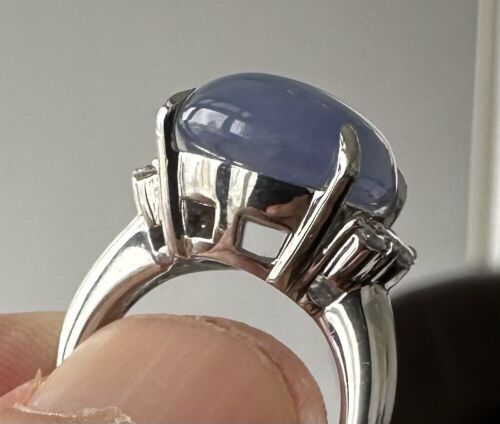 Very Pretty 12.86ct Grade A Blue-Grey-Violet Jade & Diamond Platinum R