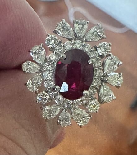 Stunning Unheated 2.03ct Pigeon’s Blood Ruby Ring GRS Certificate