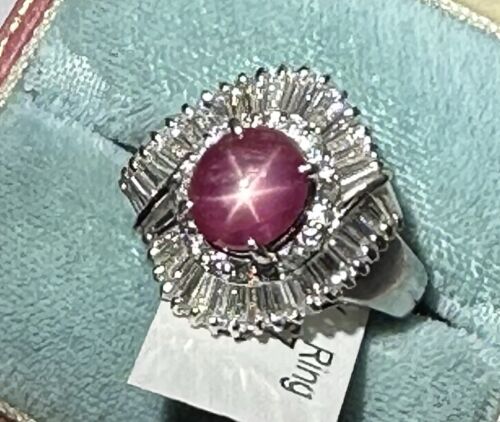 An Exquisite 3.92ct Burma Star Ruby & Diamond Platinum Ring