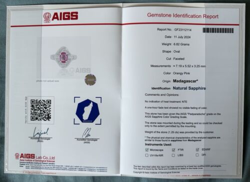Sensational Unheated 1.29ct Padparadscha Sapphire & Diamond Ring AIGS