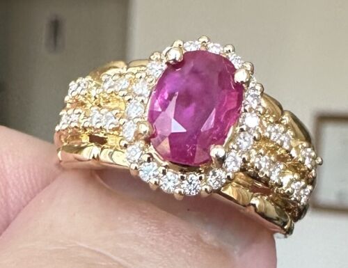 A Stunning Unheated No Heat 1.70ct Burma Ruby & Diamond Ring GIA Cert