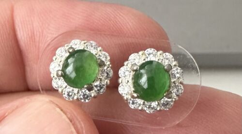 Very Pretty Green Grade A Burma Jade Cabochon Pair
