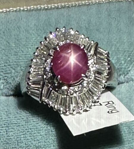 An Exquisite 3.92ct Burma Star Ruby & Diamond Platinum Ring