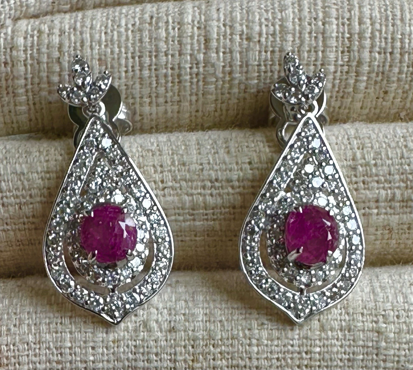 Superb Unheated No Heat 2.05ct Burma Burmese Ruby Platinum Earrings & Cert