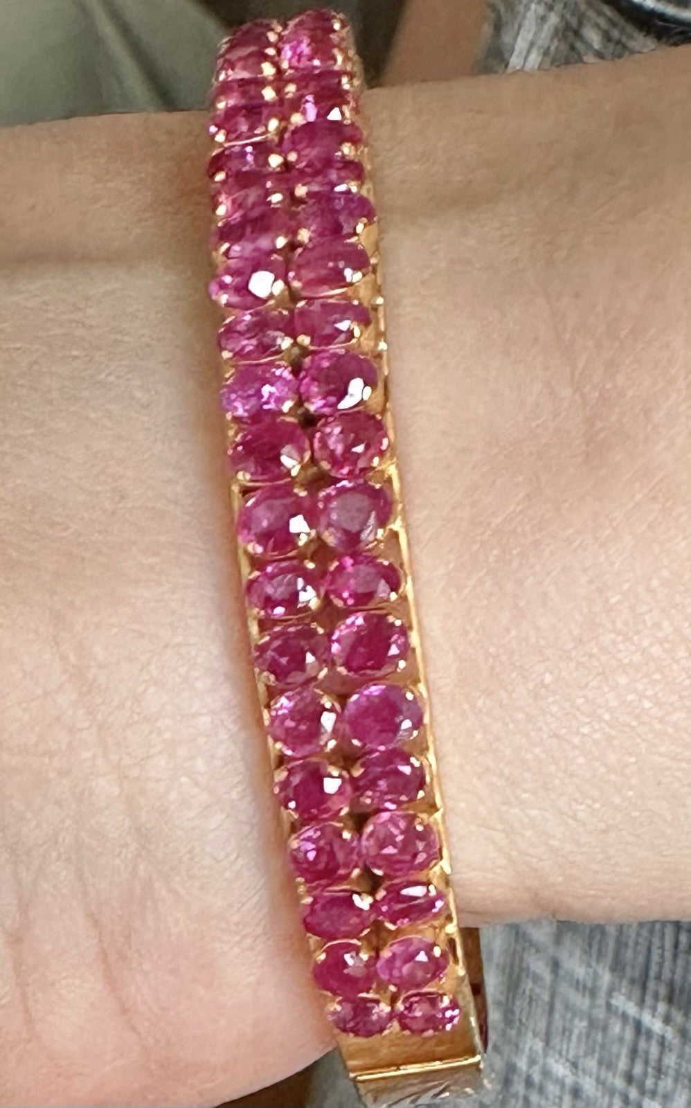 A Stunning Estate Unheated Burma Ruby Bangle Bracelet