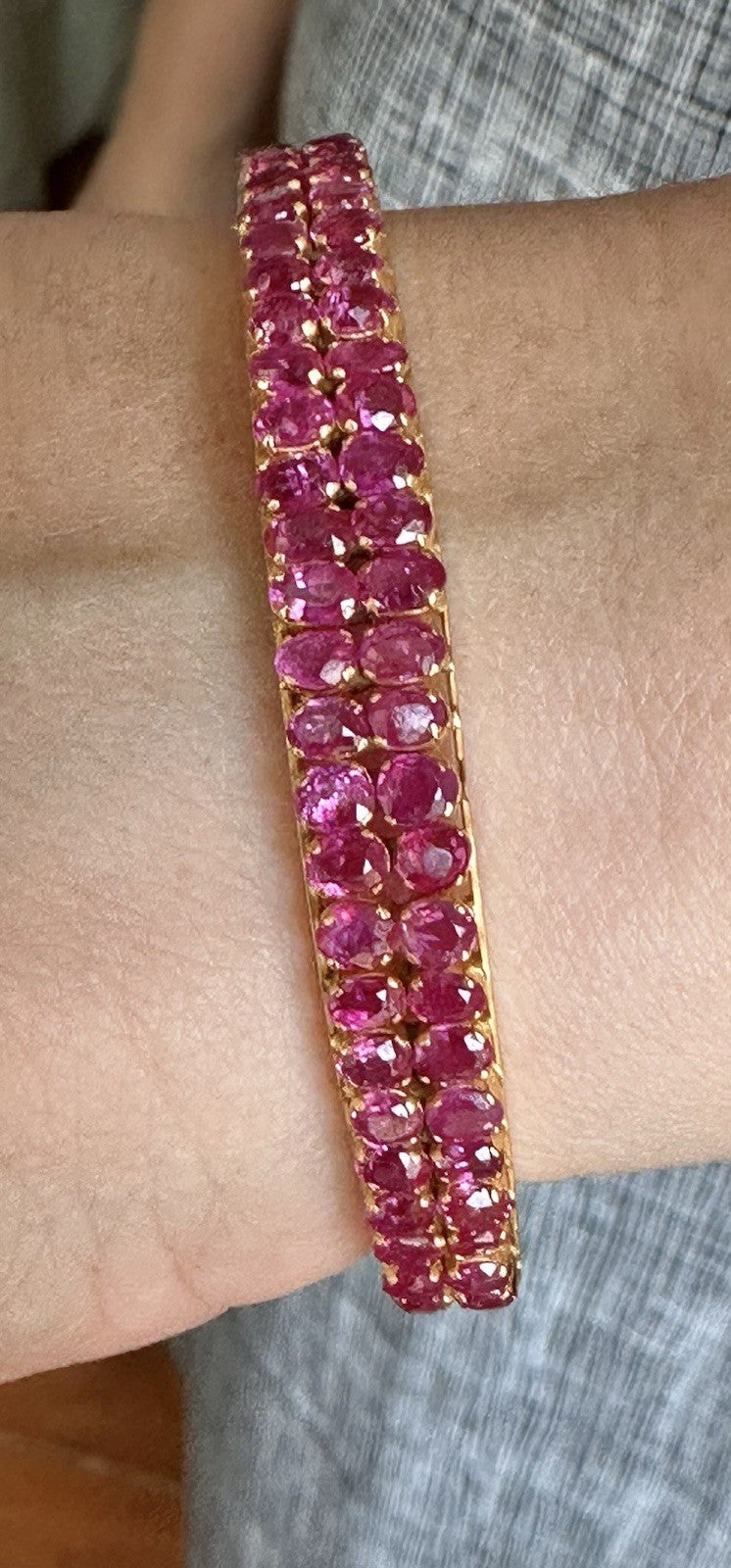 A Stunning Estate Unheated Burma Ruby Bangle Bracelet
