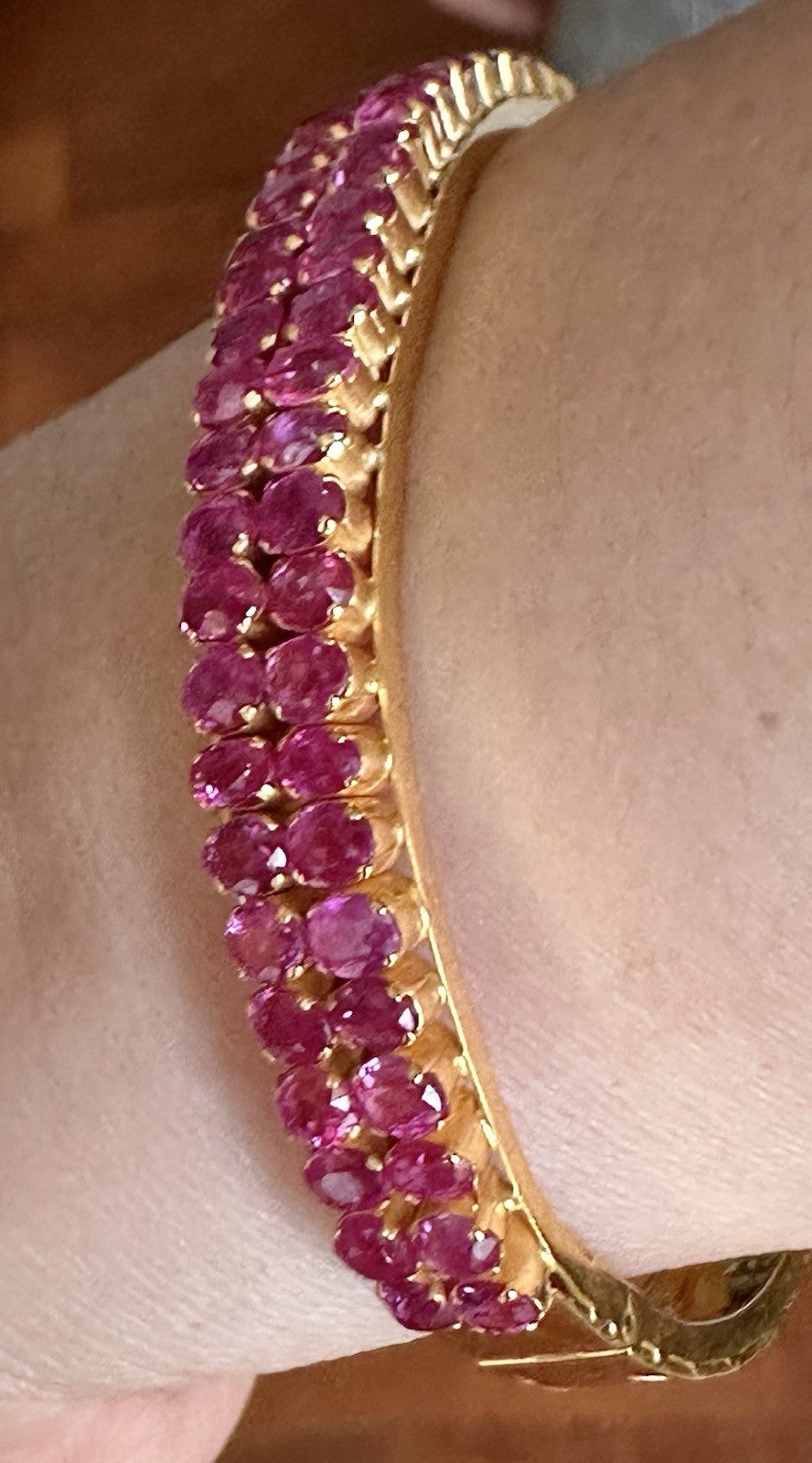 A Stunning Estate Unheated Burma Ruby Bangle Bracelet