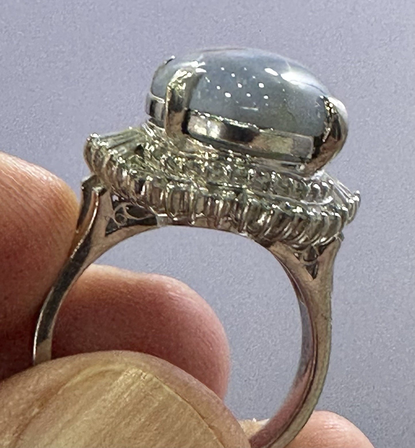 An Immense Sri Lanka 13.25ct Star Sapphire & Diamond Platinum Ring