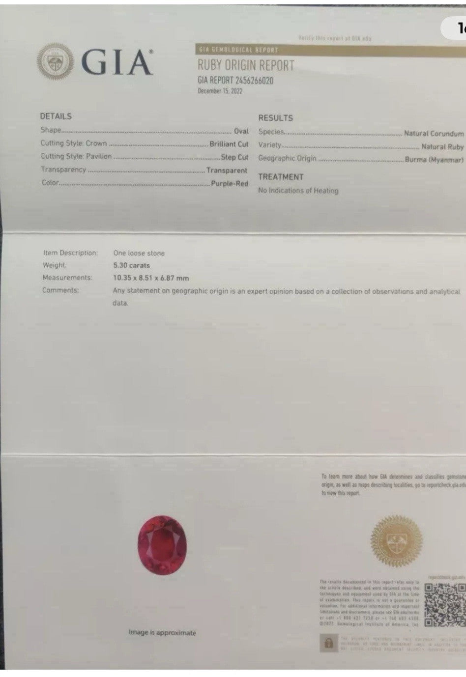 A Sensational Unheated No Heat 5.30ct Burma Burmese Ruby Ring GIA