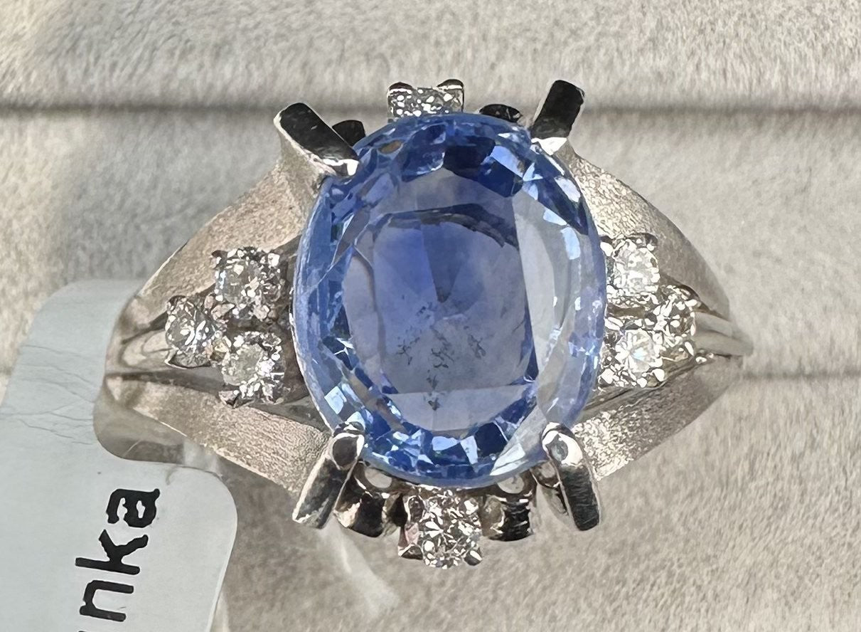 Sensational Unheated 2.91ct Blue Sapphire Platinum & Diamond Ring