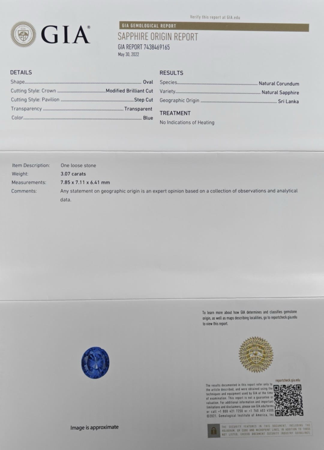 An Exquisite 3.07ct Unheated Blue Sapphire Platinum & Diamond Ring GIA
