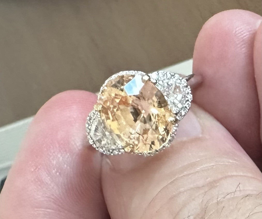 A Magnificent No Heat Unheated 5.64ct Padparadscha Sapphire Ring & Lotus Cert