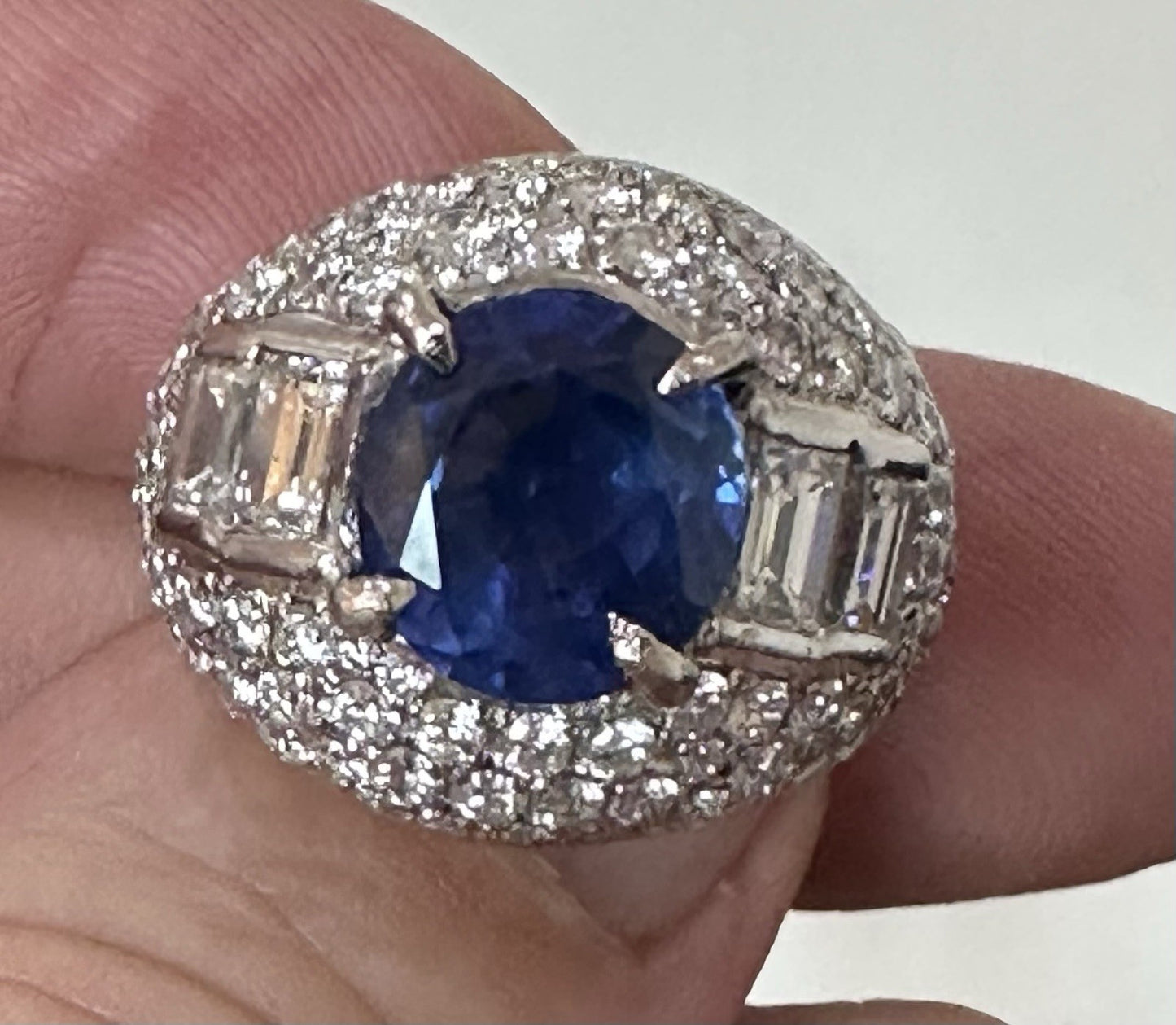 A Beautiful Unheated No Heat 5.25ct Burma Blue Sapphire Plat & Diamond Ring GIA