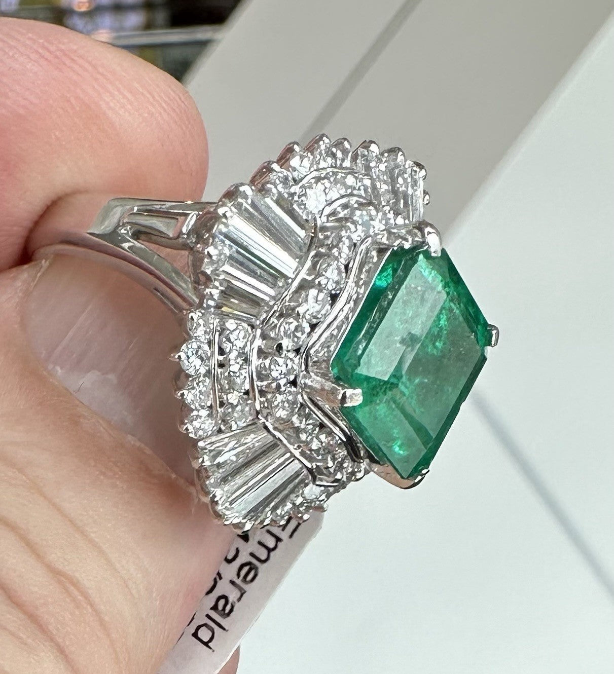 A Superb 4.43ct Colombia Emerald & Diamond Ring