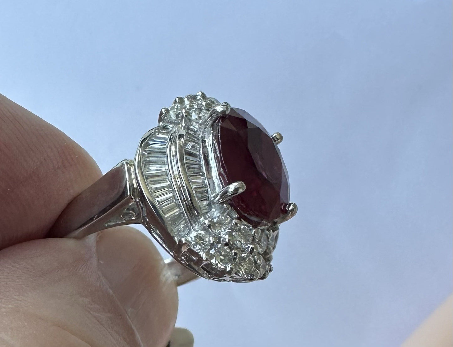 A Magnificent 4.02ct Thai Ruby & Diamond Platinum Ring