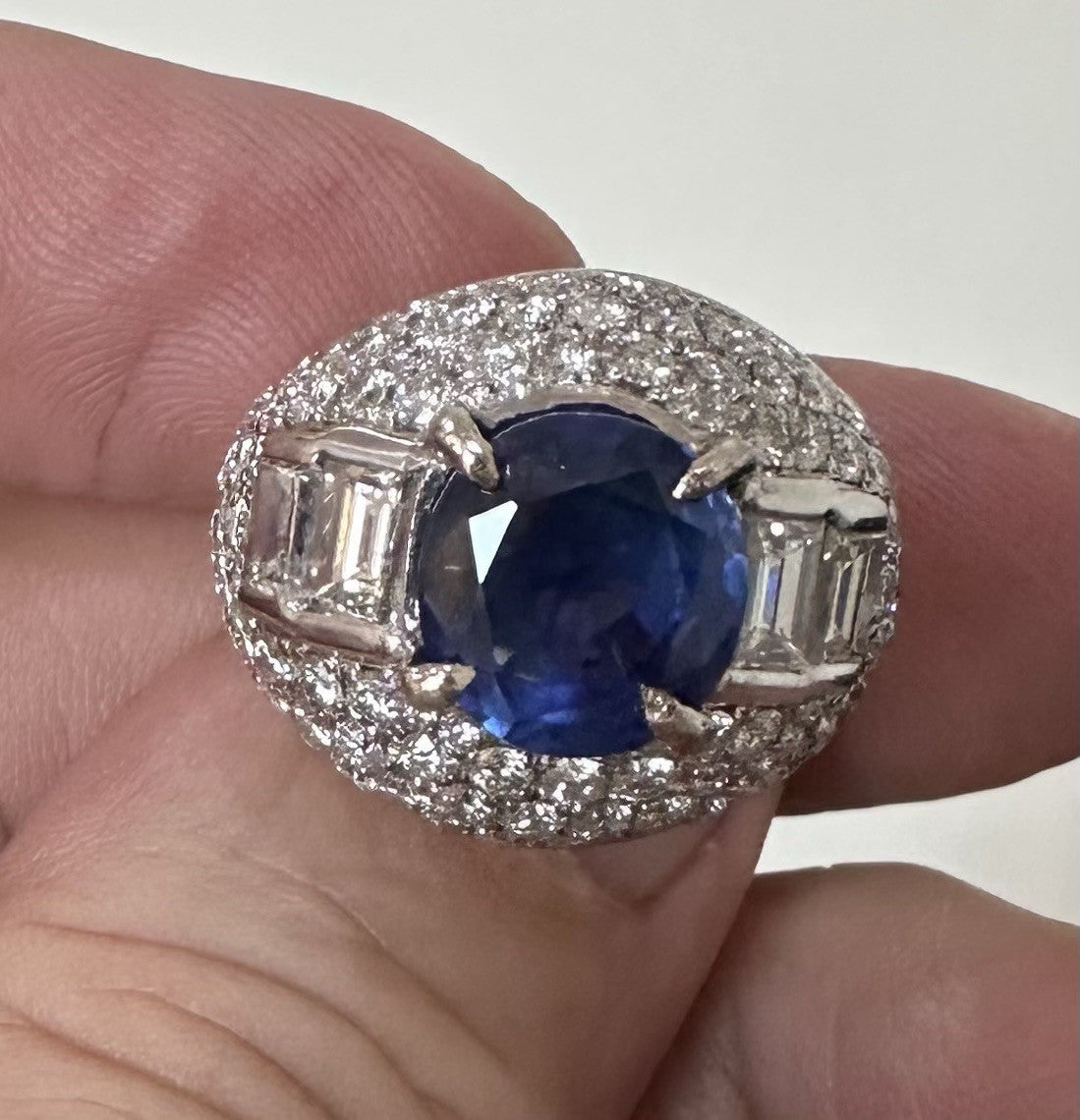 A Beautiful Unheated No Heat 5.25ct Burma Blue Sapphire Plat & Diamond Ring GIA