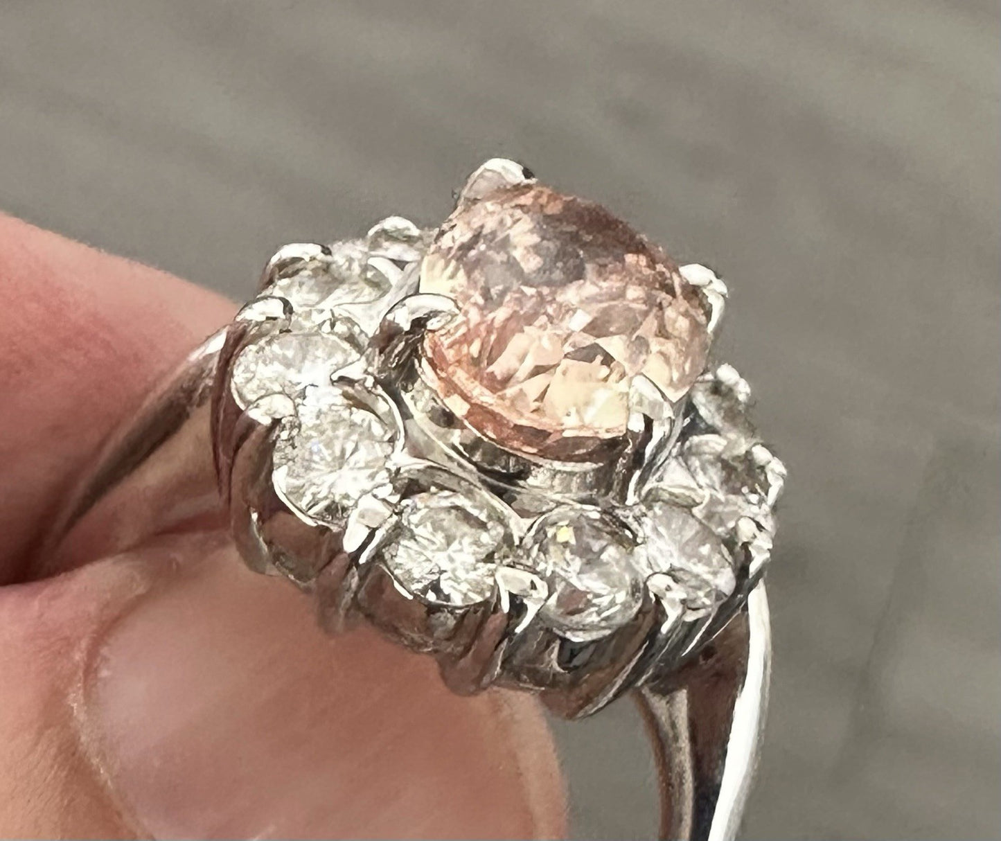 An Extraordinary Unheated 3.91ct Padparadscha Sapphire & Diamond Ring GIA