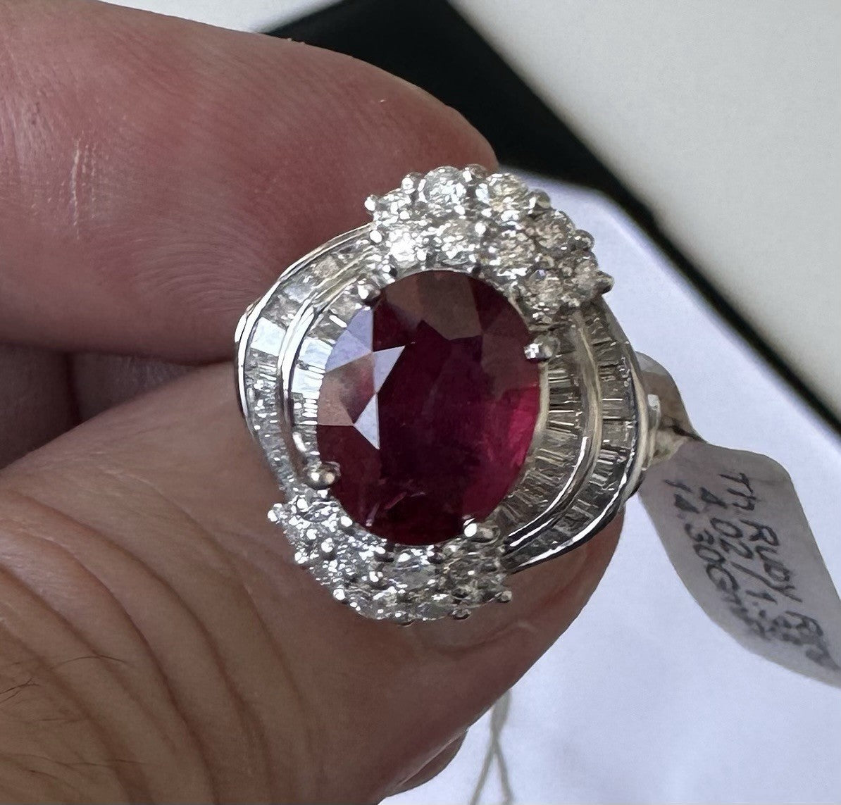A Magnificent 4.02ct Thai Ruby & Diamond Platinum Ring