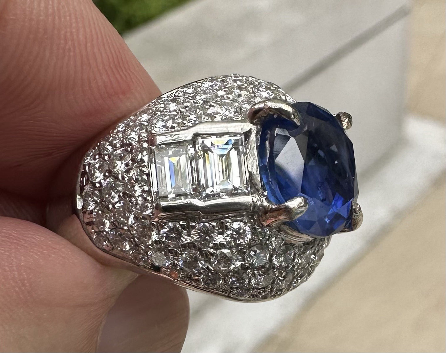 A Beautiful Unheated No Heat 5.25ct Burma Blue Sapphire Plat & Diamond Ring GIA