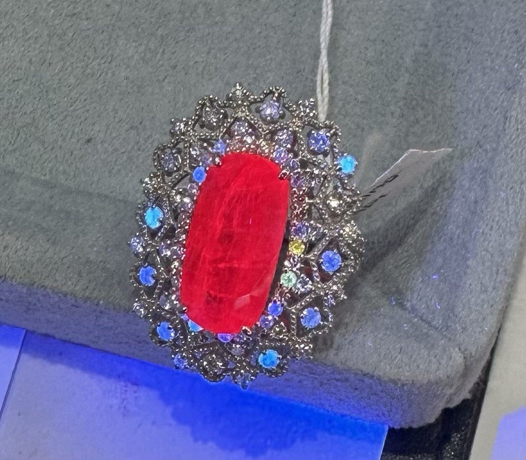 A Stunning 7.05ct Burma Ruby & Diamond Ring