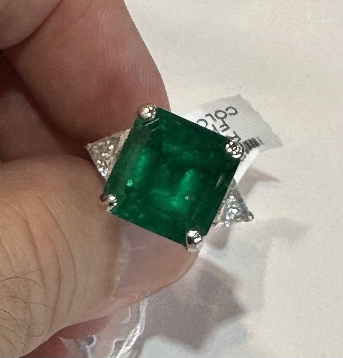 A Magnificent 12.86ct Muzo Colombia Emerald & Diamond Ring GRS