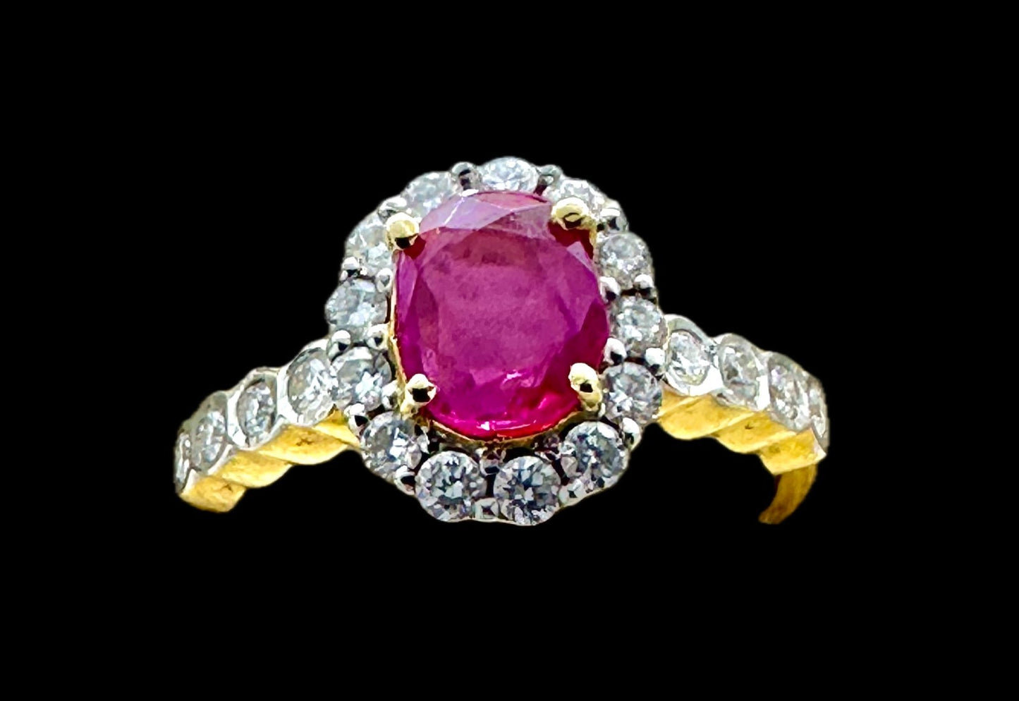 An Exquisite Unheated No Heat 1.02ct Burma Ruby & Diamond 18k Ring