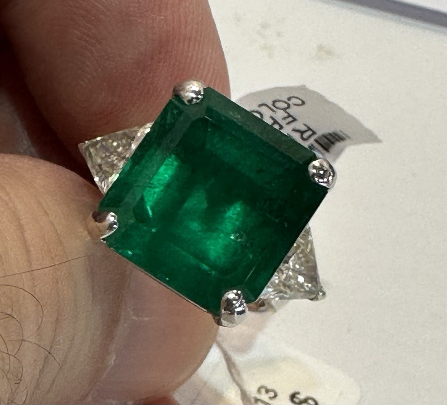 A Magnificent 12.86ct Muzo Colombia Emerald & Diamond Ring GRS