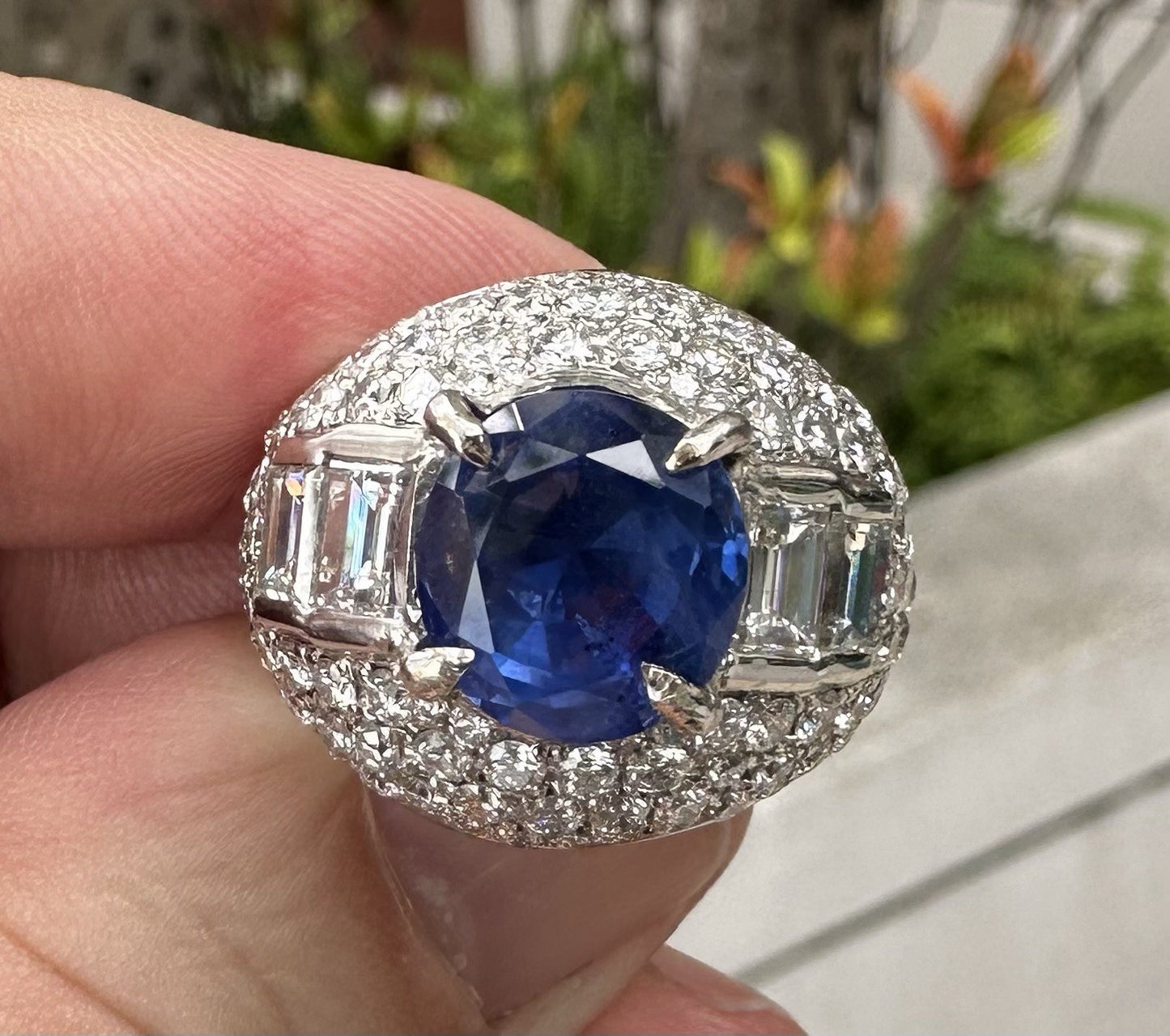 A Beautiful Unheated No Heat 5.25ct Burma Blue Sapphire Plat & Diamond Ring GIA