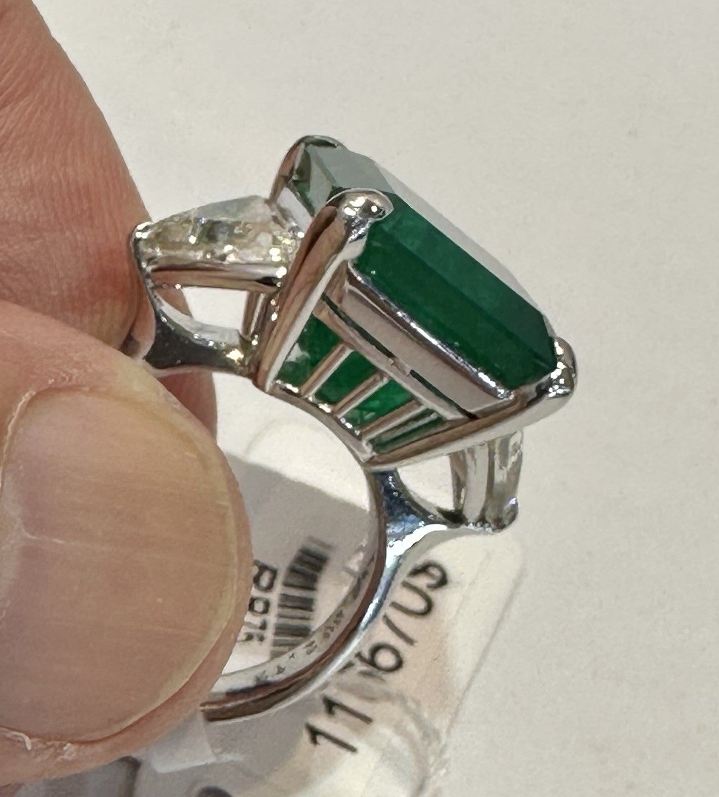 A Magnificent 12.86ct Muzo Colombia Emerald & Diamond Ring GRS